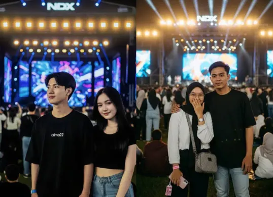 Contoh prompt Gemini AI buat edit foto konser bareng pacar. (Sumber: TikTok)