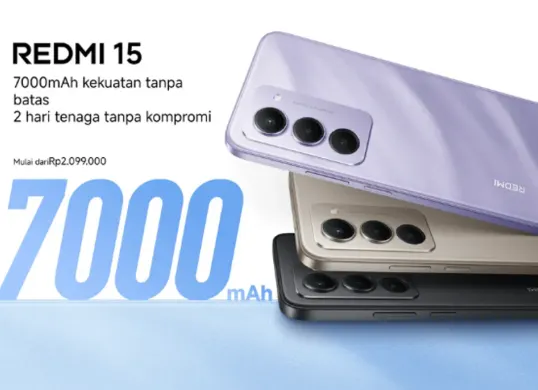 Redmi 15 Review Baterai 7000mAh, Layar 6.9 144Hz, Harga Rp 2.1 Juta. Cocok untuk gamerm dan content creator yang butuh daya tahan ekstra. Tersedia mulai 25 September 2025. (Sumber: mi.co.id)