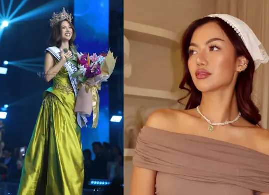 Sanly Liuu, Miss Universe Indonesia 2025, tampil anggun dalam penobatan di The Tribrata, Jakarta. (Sumber: Instagram/@sanlyliuu)