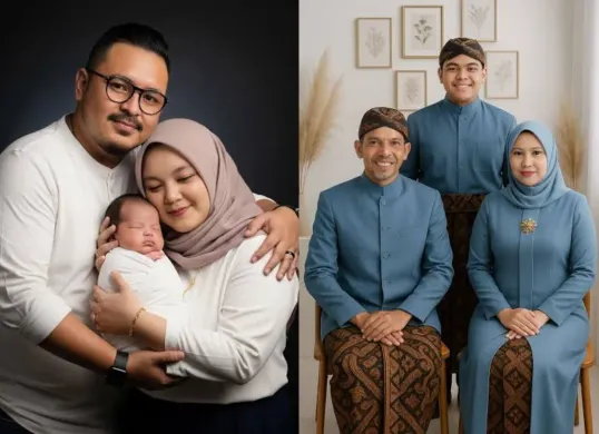 Contoh prompt Gemini AI foto keluarga 3 orang. (Sumber: TikTok)