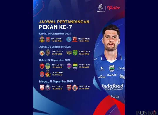 Jadwal BRI Super League Hari Ini Sabtu 27 September 2025, Ada Persita vs Persib Bandung (Sumber: Instagram/vidiosports)