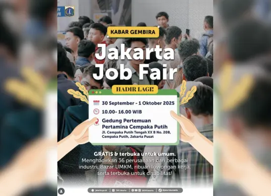 Ribuan Lowongan Kerja Dibuka di Jakarta Job Fair 2025, Plus Bazar UMKM dan Tiket Masuk Gratis (Sumber: Instagram/@dkijakarta)