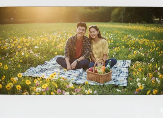 Edit prompt Gemini AI viral yang menghasilkan foto polaroid romantis bareng pasangan. (Sumber: Freepik)