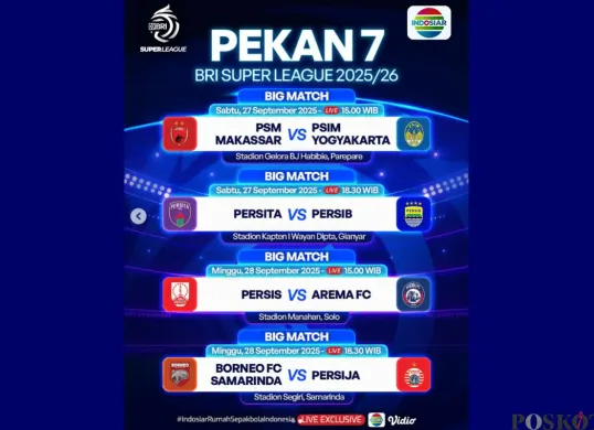 Jadwal BRI Super League Hari Ini Minggu 28 September 2025, Ada Pertandingan Borneo vs Persija (Sumber: Instagram/sports.indosiar/Edited Muhammad Ibrahim)