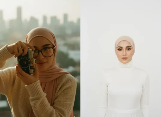 Ilustrasi edit foto hijab elegan dengan Gemini AI. (Sumber: Poskota/Gemini AI)