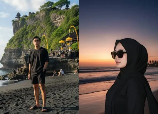Prompt Gemini AI edit foto sunset di pantai. (Sumber: TikTok)