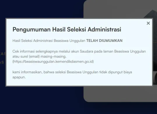 Kapan Hasil Beasiswa Unggulan 2025 Tahap 2 Diumumkan? Simak Panduan Cek Online Sebelum Tanda Tangan Kontrak (Sumber: Dok/beasiswaunggulan.kemendikdasmen.go.id)