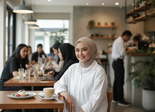Hasil foto estetik di cafe yang diedit menggunakan prompt Gemini AI. (Sumber: Gemini AI)