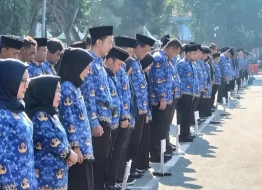 Para ASN di lingkungan Pemkab Lebak saat mengikuti upacara. (Sumber: Istimewa)