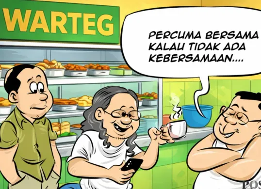 Ilustrasi obrolan warteg edisi Kamis, 16 April 2026. (Sumber: Poskota/Arif Setiadi)
