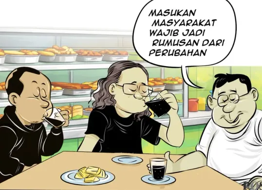 Obrolan Warteg: Mendesak, Pembahasan RUU Pemilu yang Baru, edisi Jumat, 17 April 2026. (Sumber: Poskota/Arif Setiadi)