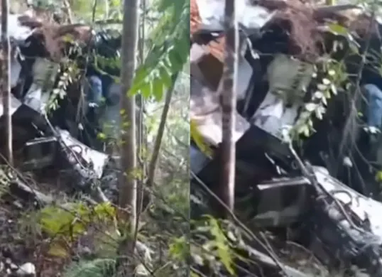 Helikopter Airbus H130 dengan registrasi PK-CFX jatuh wilayah perbukitan Kabupaten Sanggau, Kalimantan Barat, Kamis, 16 April 2026. (Sumber: Istimewa)