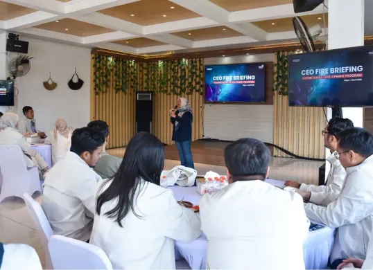 Direktur Utama Telkom, Dian Siswarini memberikan sambutan dalam agenda FLDP 2026. (Sumber: Dok. Telkom Indonesia)