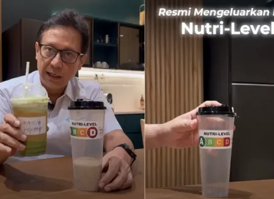 Aturan baru Kemenkes mewajibkan label gizi Nutri Level guna menekan konsumsi gula, garam, dan lemak. (Sumber: X/@txtdarionlshop)