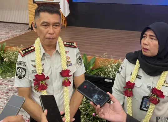 Kepala Bapas Jakarta Barat, Raden Mas Kristyo Nugroho usai serah terima jabatan (sertijab) di kawasan Kemanggisan, Jakarta Barat, Kamis, 23 April 2026. (Sumber: Poskota/Pandi Ramedhan)
