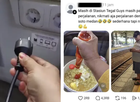 Video penumpang memasak di dalam kereta menuai kecaman. KAI mengingatkan bahaya overload, korsleting, hingga risiko kebakaran akibat penggunaan alat listrik tak sesuai. (Sumber: X/@sahabat_kereta)