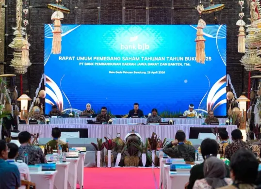 bank bjb menggelar RUPST Tahun Buku 2025 di Gedung Negara Pakuan, Kota Bandung, Selasa, 28 April 2026. (Sumber: Dok. bjb)