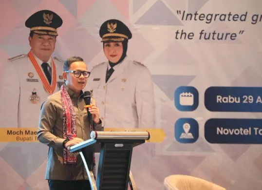 Wamendagri Bima Arya Sugiarto dalam Seminar Nasional Diskusi Aglomerasi Sustainable Aglo-City Summit 2026 di Novotel Tangerang BSD City, Kabupaten Tangerang, Banten, Rabu, 29 April 2026. (Sumber: Dok. Kemendagri)