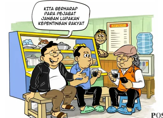 Heri, Yudi, dan Mas Bro dalam obrolan warteg hari ini, Senin, 2 Februari 2026. (Sumber: Poskota/Arif Setiadi)