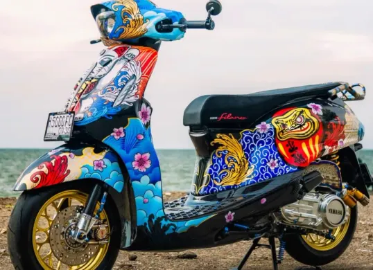 Modifikasi Yamaha Grand Filano Hybrid bernama Filantoise tampil sporty dengan nuansa Jepang. (Sumber: Yamaha)