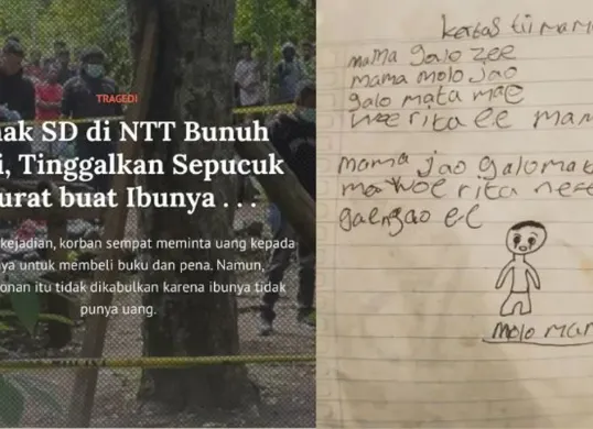 Bocah 10 tahun di Kecamatan Jerebuu, Ngada, NTT, ditemukan meninggal di kebun neneknya. Polisi menemukan surat berbahasa Bajawa yang ditujukan kepada sang ibu. (Sumber: X/@mariastelacn)