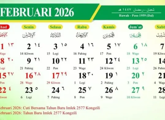 Kalender Hijriah Februari 2026 (Sumber: Dok/Kemenag RI)