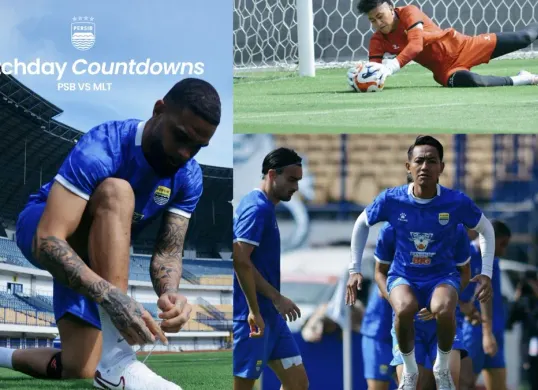 Para pemain Persib Bandung menjalani sesi latihan di Stadion GBLA jelang laga sarat emosi menghadapi Malut United pada pekan ke-20 Super League 2025-2026. (Sumber: Instagram/@persib)