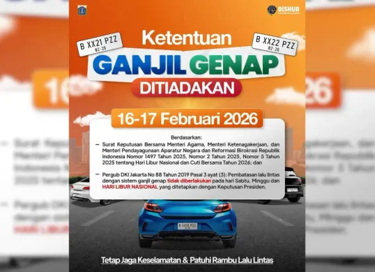 Pemprov DKI tiadakan ganjil genap (Sumber: Instagram/@dishubdkijakarta)