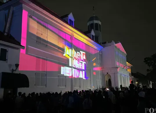 Jakarta Light Festival di kawasan Kota Tua, Taman Sari, Jakarta Barat. (Sumber: Poskota/Pandi Ramedhan)