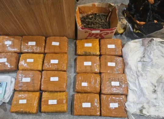 Barang bukti narkoba jenis ganja sekira 18 kilogram yang diamankan polisi dalam operasi yang digelar di Jakarta Barat, Kamis, 19 Februari 2026 malam. (Sumber: Mabes Polri)