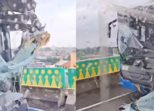 Kecelakaan dua unit bus Transjakarta di Koridor 13 dekat Halte Cipulir, Senin, 23 Februari 2026 sekitar pukul 07.00 WIB. (Sumber: Istimewa)