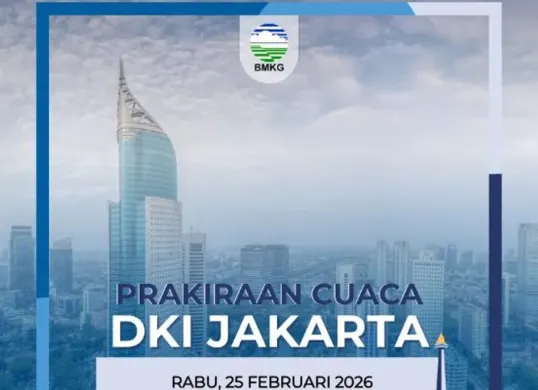 Prakiraan cuaca Jakarta 25 Februari 2026. (Sumber: Instagram/@infobmkg)