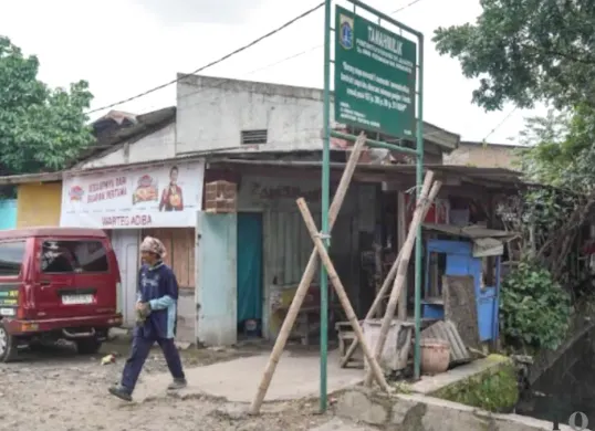 Suasana permukiman warga di Kampung Bilik, Kalideres, Jakarta Barat, yang akan dikosongkan untuk perluasan TPU Pegadungan.