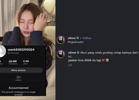 Akun TikTok Vilmei sempat dinyatakan diblokir permanen oleh TikTok. (Sumber: Instagram/@vilmei)