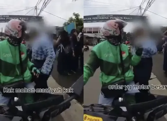 Video viral menampilkan driver ojol membatalkan order penumpang big size. (Sumber: X/@Heraloebss)