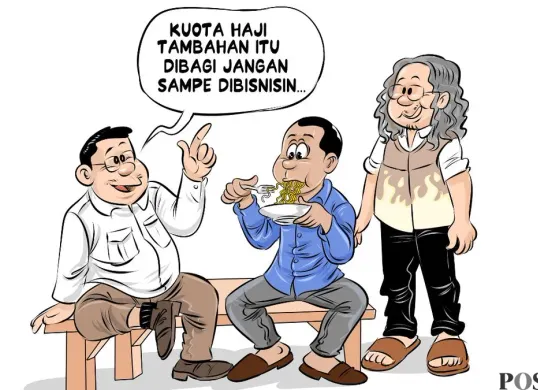 Obrolan Warteg tentang kasus kuota haji. (Sumber: Poskota/Arif Setiadi)