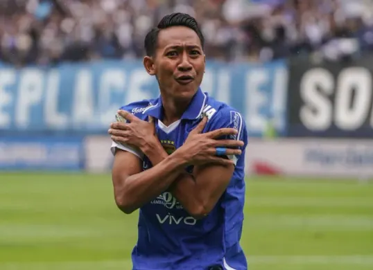 Selebrasi Beckham Putra (Sumber: Poskota/Bilal Nugraha Ginanjar)