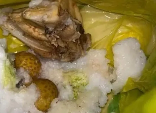 Kemasan menu MBG yang dibungkus denan plastik kresek di Kecamatan Sukaresmi, Pandeglang. (Sumber: tangkapan layar)