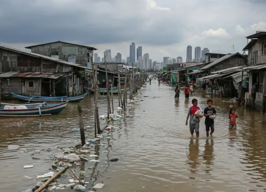 Ilustrasi banjir. (Sumber: Gemini)