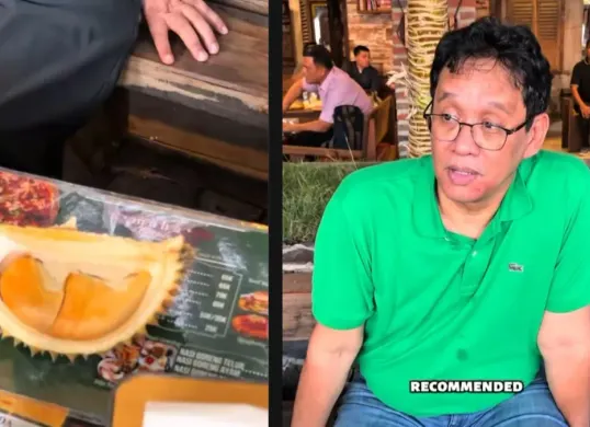 Menkeu Purbaya Yudhi Sadewa mencicipi durian Black Thorn di Aceh (Sumber: TikTok/@purbayayudhis)