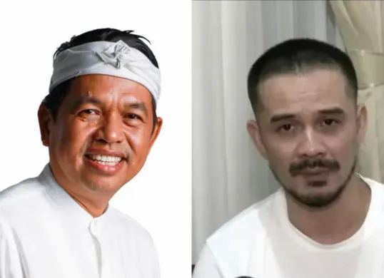Nama Gubernur Jawa Barat Dedi Mulyadi disebut oleh Roby Tremonti saat klarifikasi hubungan dengan Aurelie Moeremans. (Sumber: Kolase)