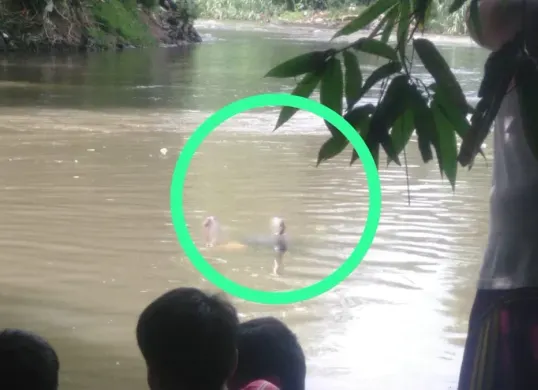 Geger penemuan mayat pria tanpa identitas di Kali Ciliwung, Jagakarsa, Jakarta Selatan. (Sumber: tangkapan layar)