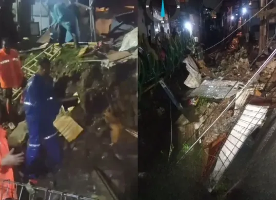 Peristiwa tanah longsor terjadi di wilayah Kelurahan Cipete Selatan, Kecamatan Cilandak, Jakarta Selatan, akibat hujan yang mengguyur kawasan tersebut, Minggu, 18 Januari 2026. (Sumber: Dok. BPBD Jakarta Selatan)