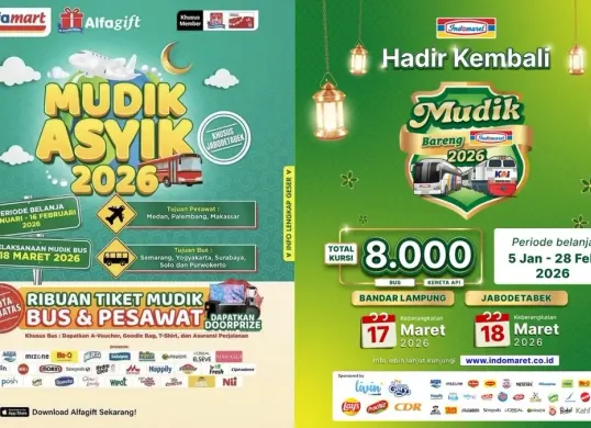 Mudik gratis lebaran 2026 dari Indomaret dan Alfamart (Sumber: Instagram/@indomaret dan alfamart)