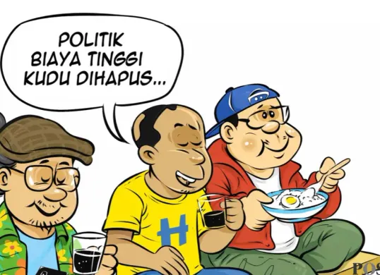 Obrolan Warteg tentang sistem pilkada. (Sumber: Poskota/ Arif Setiadi)