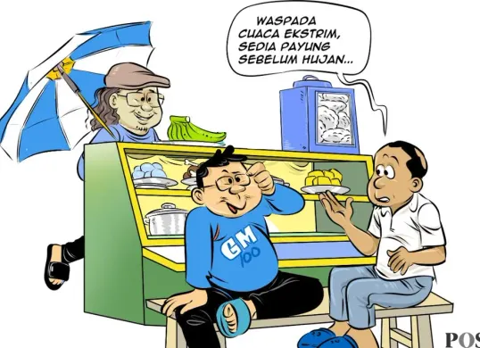 Obrolan warteg tentang modifikasi cuaca di Jakarta. (Sumber: Poskota/Arif Setiadi)