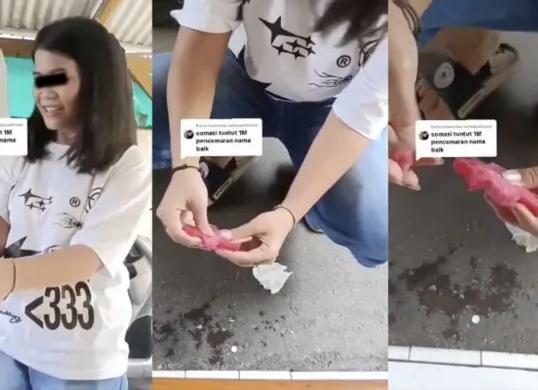 Wanita yang diduga menjadi pemicu hoaks es gabus spons yang merugikan pedagang di Kemayoran. (Sumber: X/@neVerAl0nely___)