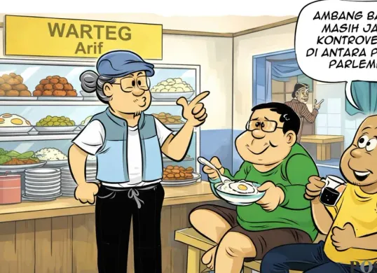 Obrolan warteg hari ini. (Sumber: Poskota/Arif Setiadi)