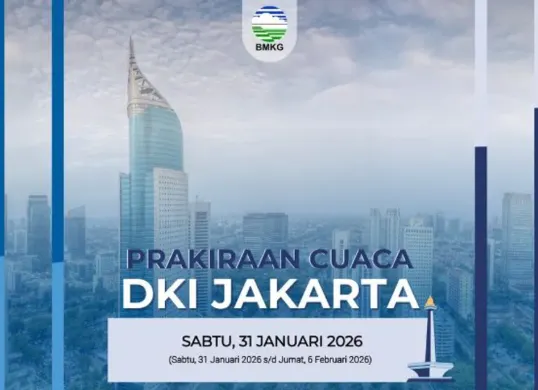 Update BMKG prakiraan cuaca wilayah Jakarta, 31 Januai 2026. (Sumber: Instagram/@infobmkg)