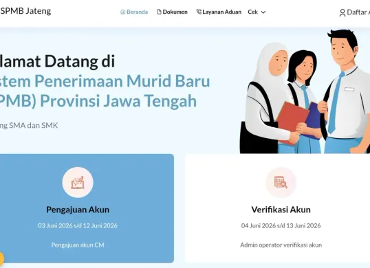 Pendaftaran SPMB Jateng 2026 dibuka mulai hari ini, Rabu, 3 Juni 2026. (Sumber: SPMB Jateng)